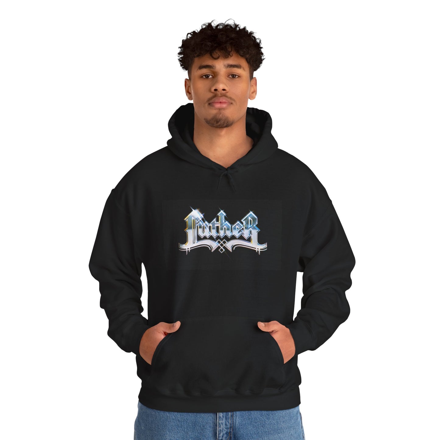 Luther Hoodie Unisex Heavy Blend™ Black Pullover Sweatshirt
