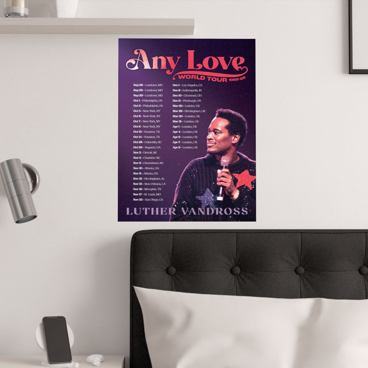 Luther Vandross Any Love World Tour Poster